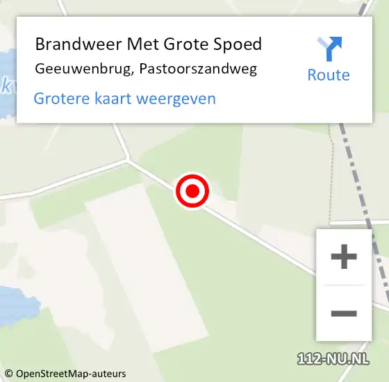 Locatie op kaart van de 112 melding: Brandweer Met Grote Spoed Naar Geeuwenbrug, Pastoorszandweg op 2 maart 2014 08:43