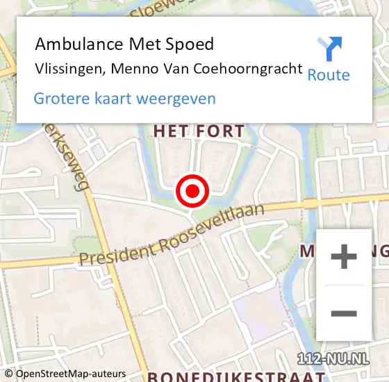 Locatie op kaart van de 112 melding: Ambulance Met Spoed Naar Vlissingen, Menno Van Coehoorngracht op 8 juli 2018 09:05