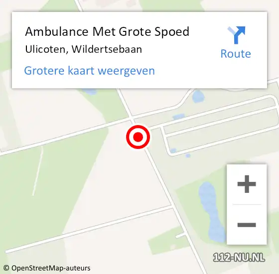 Locatie op kaart van de 112 melding: Ambulance Met Grote Spoed Naar Ulicoten, Wildertsebaan op 8 juli 2018 09:07