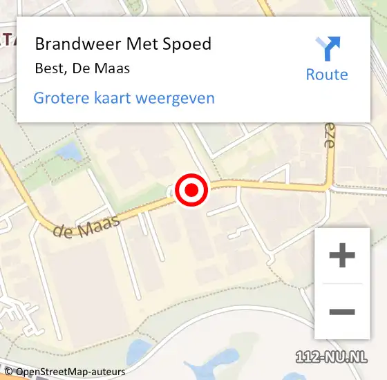 Locatie op kaart van de 112 melding: Brandweer Met Spoed Naar Best, De Maas op 8 juli 2018 09:21