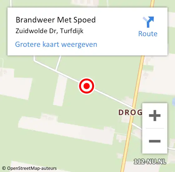 Locatie op kaart van de 112 melding: Brandweer Met Spoed Naar Zuidwolde Dr, Turfdijk op 8 juli 2018 09:45