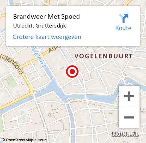 Locatie op kaart van de 112 melding: Brandweer Met Spoed Naar Utrecht, Gruttersdijk op 8 juli 2018 09:48