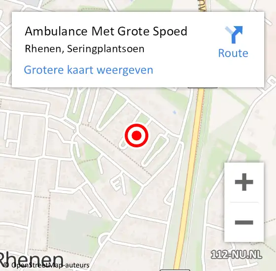 Locatie op kaart van de 112 melding: Ambulance Met Grote Spoed Naar Rhenen, Seringplantsoen op 8 juli 2018 10:29