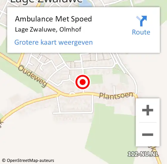 Locatie op kaart van de 112 melding: Ambulance Met Spoed Naar Lage Zwaluwe, Olmhof op 8 juli 2018 10:33