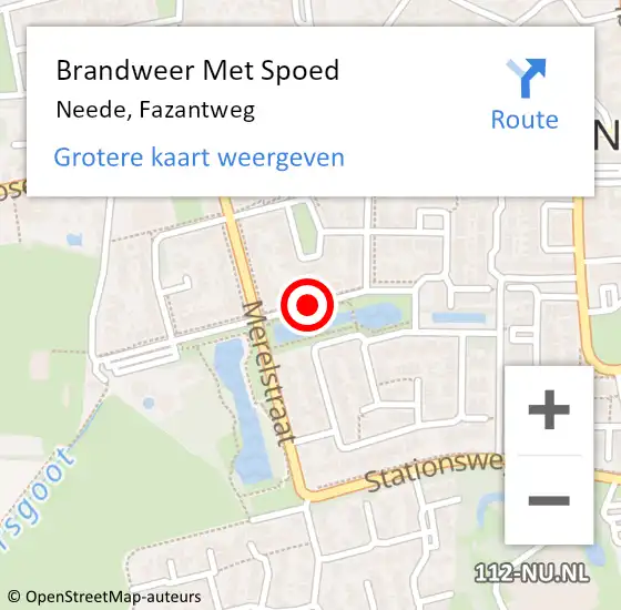 Locatie op kaart van de 112 melding: Brandweer Met Spoed Naar Neede, Fazantweg op 8 juli 2018 10:36