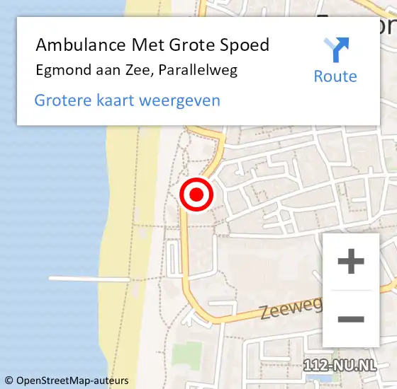 Locatie op kaart van de 112 melding: Ambulance Met Grote Spoed Naar Egmond aan Zee, Parallelweg op 24 september 2013 07:18