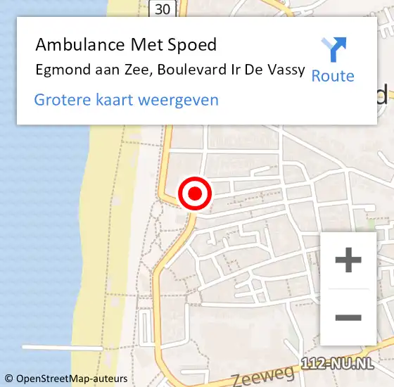 Locatie op kaart van de 112 melding: Ambulance Met Spoed Naar Egmond aan Zee, Boulevard Ir de Vassy op 8 juli 2018 11:00