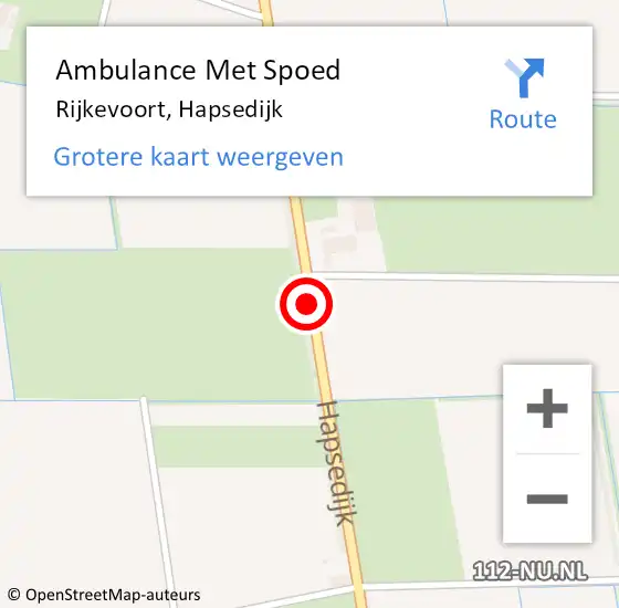 Locatie op kaart van de 112 melding: Ambulance Met Spoed Naar Rijkevoort, Hapsedijk op 8 juli 2018 11:06