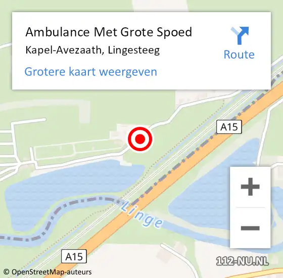 Locatie op kaart van de 112 melding: Ambulance Met Grote Spoed Naar Kapel-Avezaath, Lingesteeg op 8 juli 2018 11:09