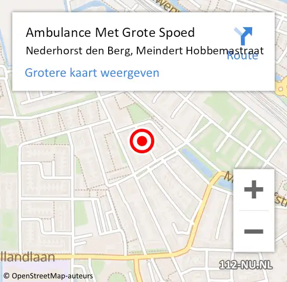 Locatie op kaart van de 112 melding: Ambulance Met Grote Spoed Naar Nederhorst den Berg, Meindert Hobbemastraat op 8 juli 2018 11:42