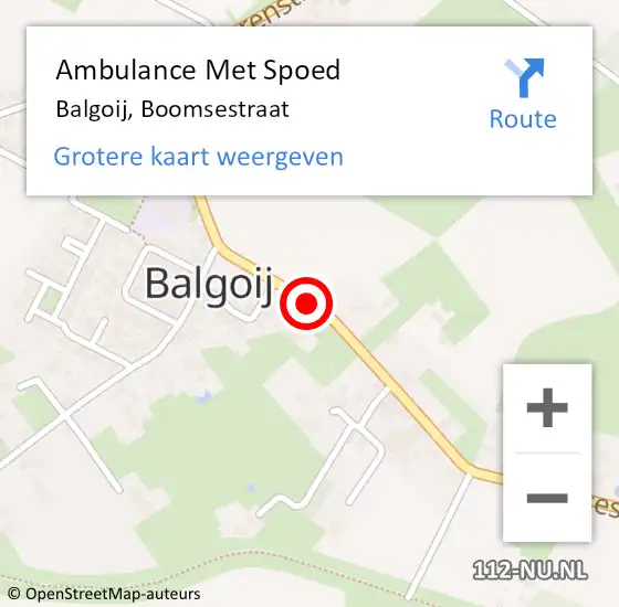 Locatie op kaart van de 112 melding: Ambulance Met Spoed Naar Balgoij, Boomsestraat op 8 juli 2018 12:20