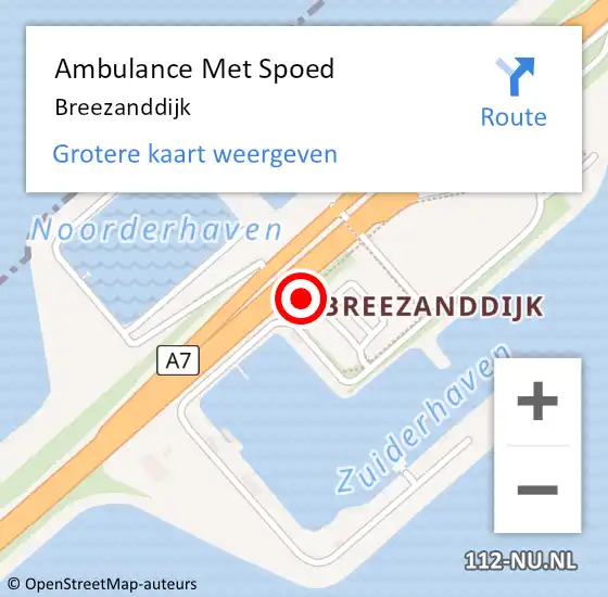 Locatie op kaart van de 112 melding: Ambulance Met Spoed Naar Breezanddijk op 8 juli 2018 12:36