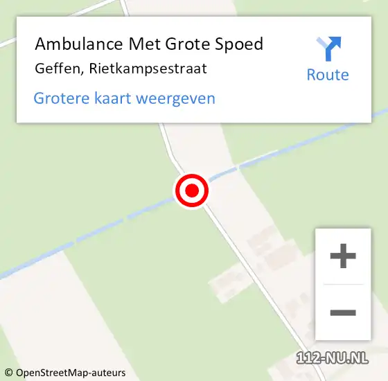 Locatie op kaart van de 112 melding: Ambulance Met Grote Spoed Naar Geffen, Rietkampsestraat op 8 juli 2018 13:04