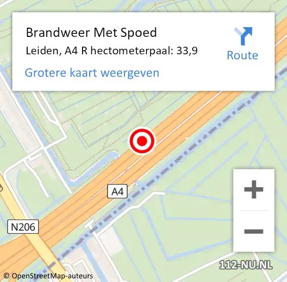 Locatie op kaart van de 112 melding: Brandweer Met Spoed Naar Leiden, A4 L hectometerpaal: 35,4 op 8 juli 2018 13:16