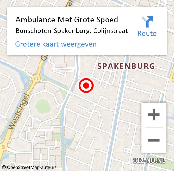 Locatie op kaart van de 112 melding: Ambulance Met Grote Spoed Naar Bunschoten-Spakenburg, Colijnstraat op 8 juli 2018 13:19