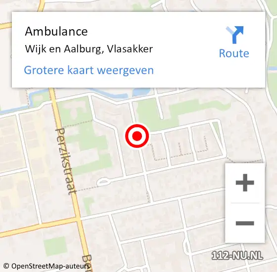 Locatie op kaart van de 112 melding: Ambulance Wijk en Aalburg, Vlasakker op 8 juli 2018 13:42