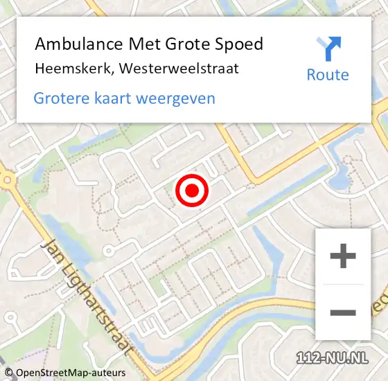 Locatie op kaart van de 112 melding: Ambulance Met Grote Spoed Naar Heemskerk, Westerweelstraat op 8 juli 2018 13:48