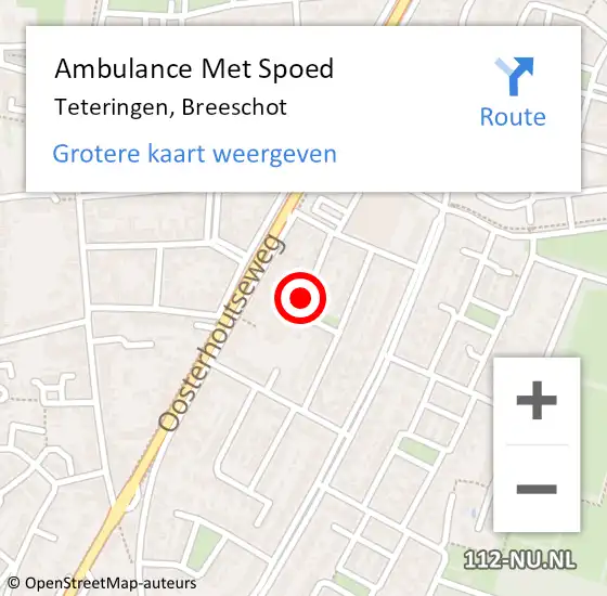Locatie op kaart van de 112 melding: Ambulance Met Spoed Naar Teteringen, Breeschot op 8 juli 2018 13:50