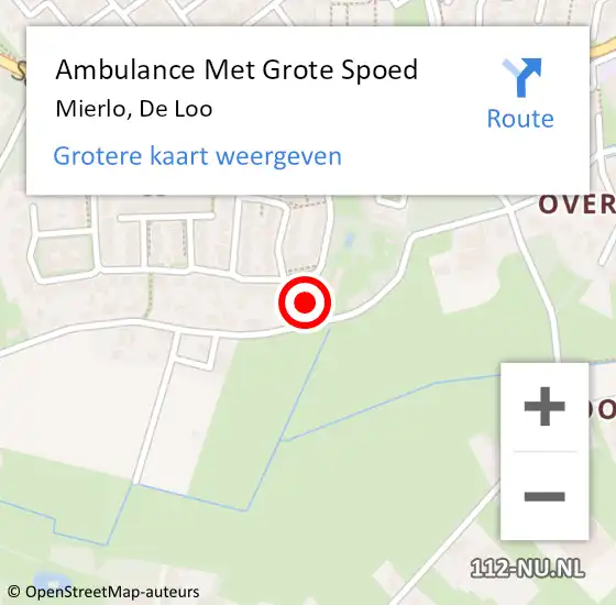 Locatie op kaart van de 112 melding: Ambulance Met Grote Spoed Naar Mierlo, De Loo op 8 juli 2018 13:59