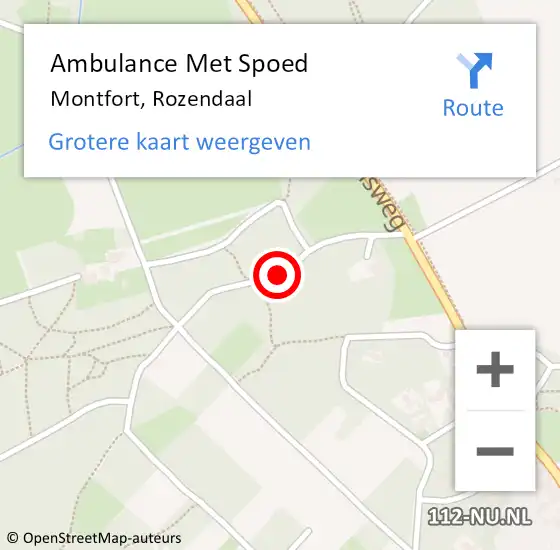 Locatie op kaart van de 112 melding: Ambulance Met Spoed Naar Montfort, Rozendaal op 8 juli 2018 15:06