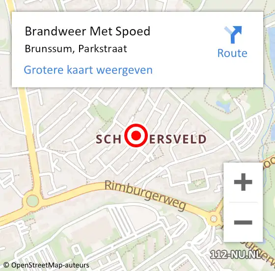 Locatie op kaart van de 112 melding: Brandweer Met Spoed Naar Brunssum, Parkstraat op 8 juli 2018 15:15