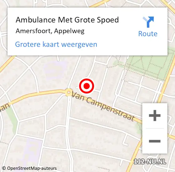 Locatie op kaart van de 112 melding: Ambulance Met Grote Spoed Naar Amersfoort, Appelweg op 8 juli 2018 15:29