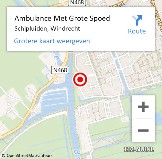 Locatie op kaart van de 112 melding: Ambulance Met Grote Spoed Naar Schipluiden, Windrecht op 24 september 2013 07:22