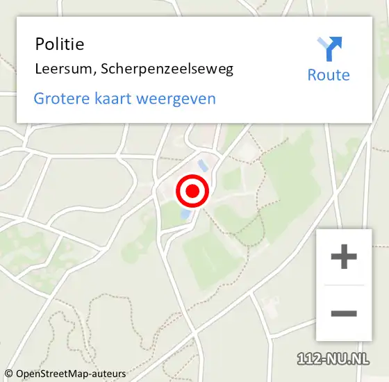 Locatie op kaart van de 112 melding: Politie Leersum, Scherpenzeelseweg op 8 juli 2018 15:52