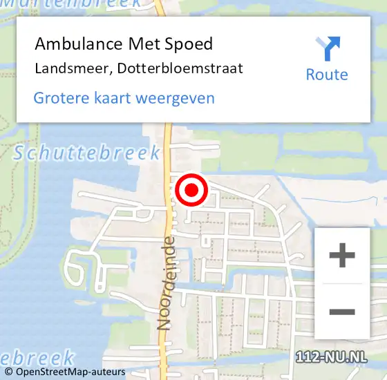 Locatie op kaart van de 112 melding: Ambulance Met Spoed Naar Landsmeer, Dotterbloemstraat op 8 juli 2018 15:57