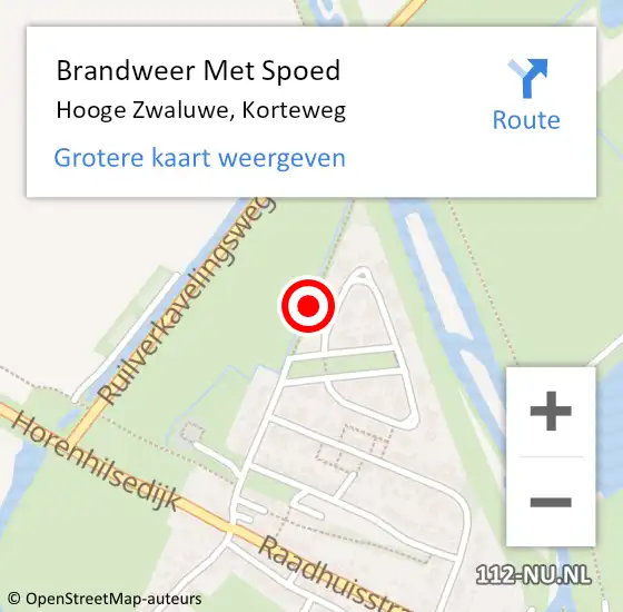 Locatie op kaart van de 112 melding: Brandweer Met Spoed Naar Hooge Zwaluwe, Korteweg op 8 juli 2018 16:00