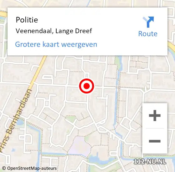 Locatie op kaart van de 112 melding: Politie Veenendaal, Lange Dreef op 8 juli 2018 16:21