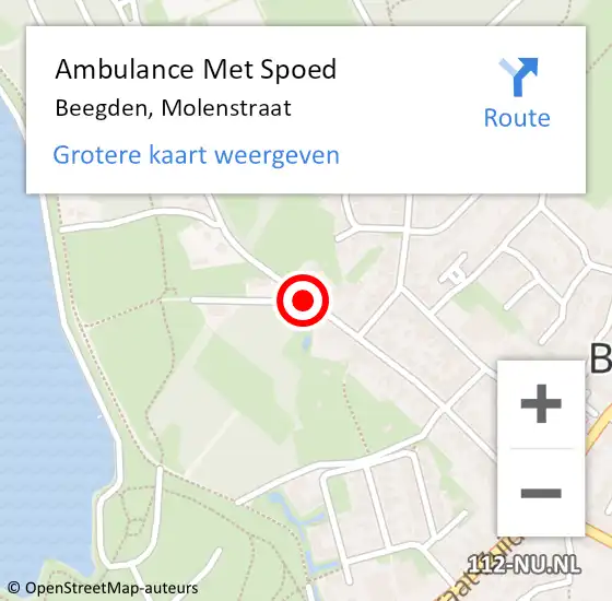 Locatie op kaart van de 112 melding: Ambulance Met Spoed Naar Beegden, Molenstraat op 8 juli 2018 16:23