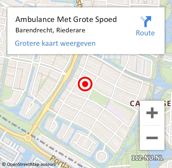 Locatie op kaart van de 112 melding: Ambulance Met Grote Spoed Naar Barendrecht, Riederare op 8 juli 2018 17:04