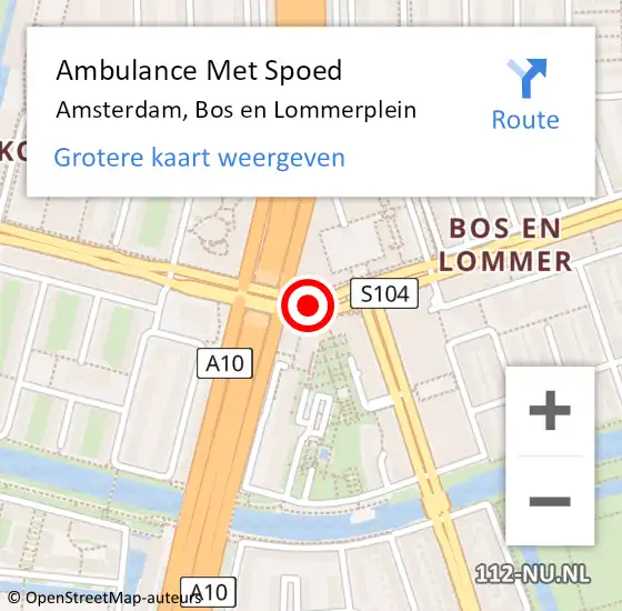 Locatie op kaart van de 112 melding: Ambulance Met Spoed Naar Amsterdam, Bos En Lommerplein op 8 juli 2018 17:13