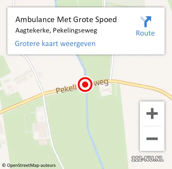 Locatie op kaart van de 112 melding: Ambulance Met Grote Spoed Naar Aagtekerke, Pekelingseweg op 8 juli 2018 17:16