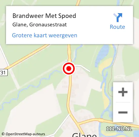 Locatie op kaart van de 112 melding: Brandweer Met Spoed Naar Glane, Gronausestraat op 8 juli 2018 17:18