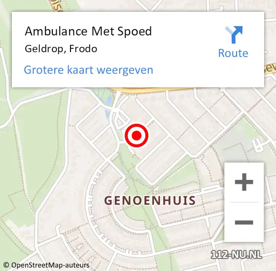 Locatie op kaart van de 112 melding: Ambulance Met Spoed Naar Geldrop, Frodo op 8 juli 2018 18:37