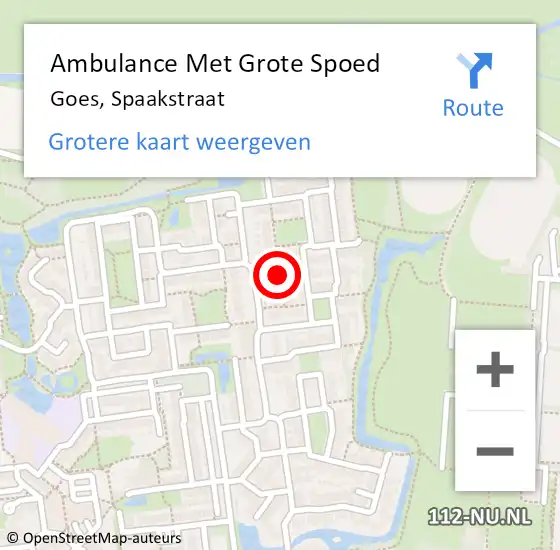 Locatie op kaart van de 112 melding: Ambulance Met Grote Spoed Naar Goes, Spaakstraat op 8 juli 2018 18:56