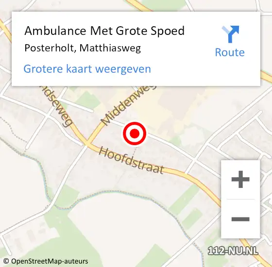 Locatie op kaart van de 112 melding: Ambulance Met Grote Spoed Naar Posterholt, Matthiasweg op 2 maart 2014 10:05