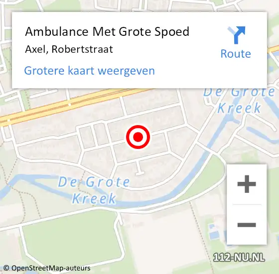 Locatie op kaart van de 112 melding: Ambulance Met Grote Spoed Naar Axel, Robertstraat op 8 juli 2018 19:33