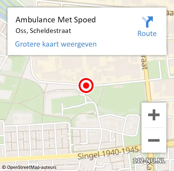 Locatie op kaart van de 112 melding: Ambulance Met Spoed Naar Oss, Scheldestraat op 8 juli 2018 19:33