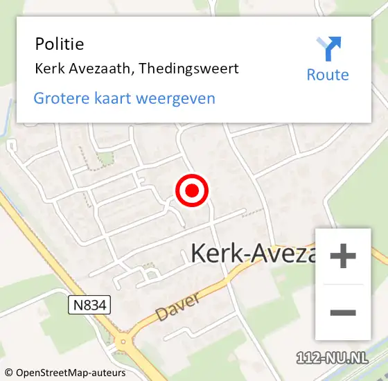 Locatie op kaart van de 112 melding: Politie Kerk Avezaath, Thedingsweert op 8 juli 2018 19:43