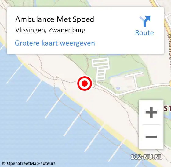 Locatie op kaart van de 112 melding: Ambulance Met Spoed Naar Vlissingen, Zwanenburg op 8 juli 2018 19:58