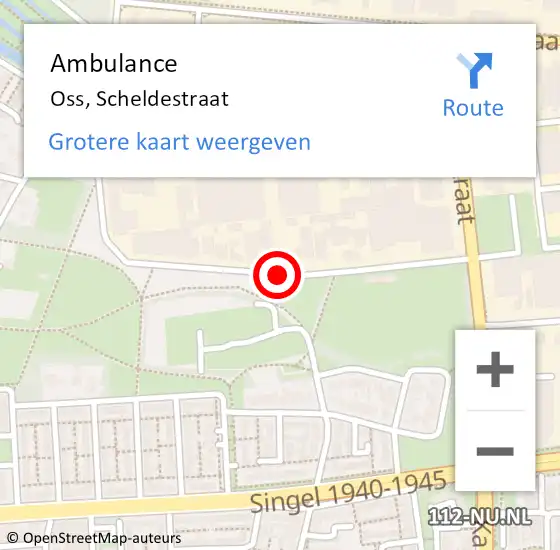 Locatie op kaart van de 112 melding: Ambulance Oss, Scheldestraat op 8 juli 2018 20:19