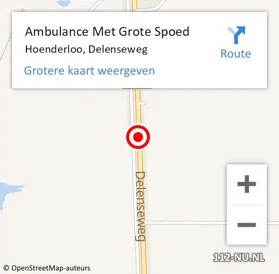 Locatie op kaart van de 112 melding: Ambulance Met Grote Spoed Naar Hoenderloo, Delenseweg op 8 juli 2018 21:15