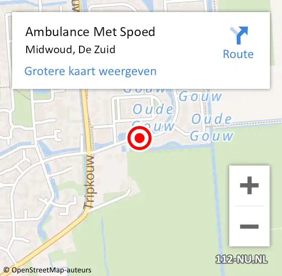 Locatie op kaart van de 112 melding: Ambulance Met Spoed Naar Midwoud, De Zuid op 8 juli 2018 21:34