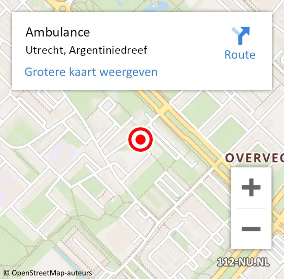 Locatie op kaart van de 112 melding: Ambulance Utrecht, Argentiniedreef op 8 juli 2018 21:52