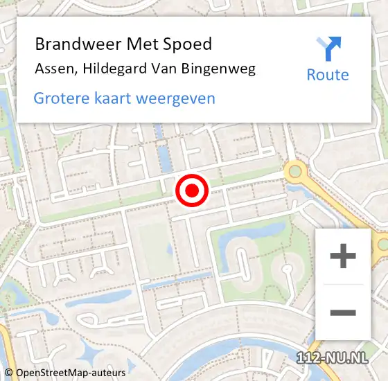 Locatie op kaart van de 112 melding: Brandweer Met Spoed Naar Assen, Hildegard Van Bingenweg op 8 juli 2018 22:09