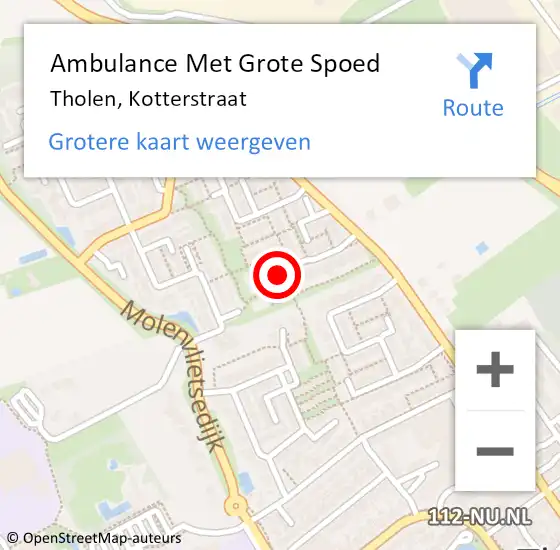 Locatie op kaart van de 112 melding: Ambulance Met Grote Spoed Naar Tholen, Kotterstraat op 8 juli 2018 22:49