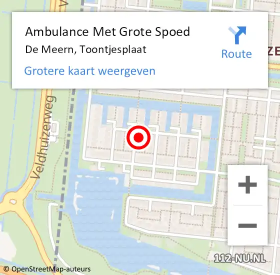 Locatie op kaart van de 112 melding: Ambulance Met Grote Spoed Naar De Meern, Toontjesplaat op 8 juli 2018 23:14